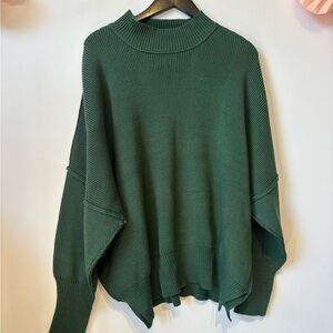 Oversized Mock Neck Sweater - Dark Green